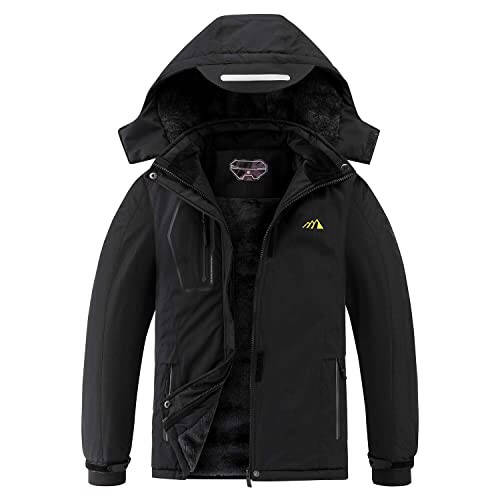 COOKFIP Kid's Ski Jacket Waterproof Boy's and Girl's Warm Fleece Winter Jacket Windproof Hooded Snow Coat - 1