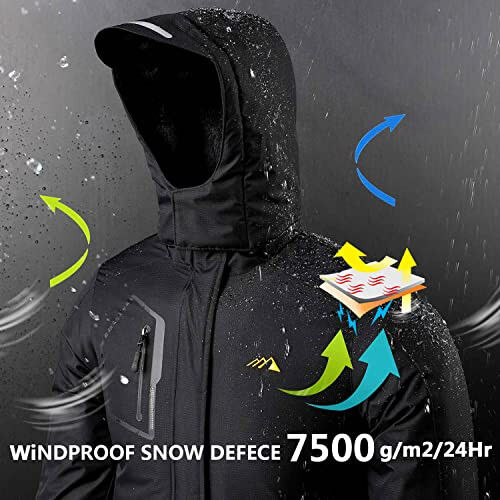 COOKFIP Kid's Ski Jacket Waterproof Boy's and Girl's Warm Fleece Winter Jacket Windproof Hooded Snow Coat - 4