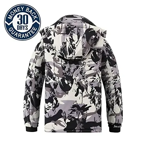 COOKFIP Kid's Ski Jacket Waterproof Boy's and Girl's Warm Fleece Winter Jacket Windproof Hooded Snow Coat - 5