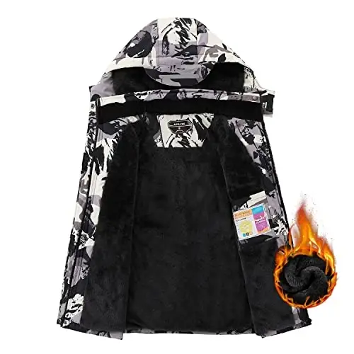 COOKFIP Kid's Ski Jacket Waterproof Boy's and Girl's Warm Fleece Winter Jacket Windproof Hooded Snow Coat - 6