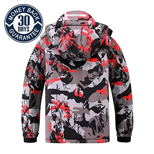 COOKFIP Kid's Ski Jacket Waterproof Boy's and Girl's Warm Fleece Winter Jacket Windproof Hooded Snow Coat - 2