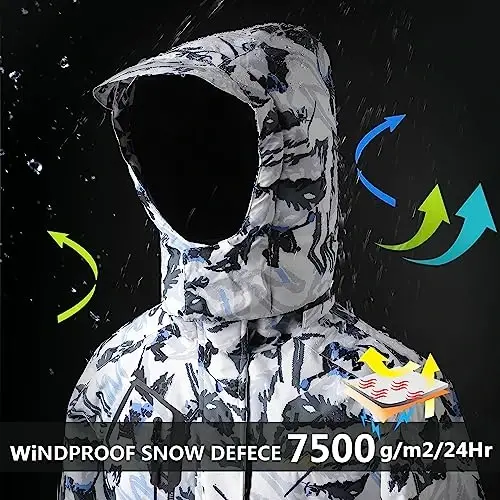 COOKFIP Kid's Ski Jacket Waterproof Boy's and Girl's Warm Fleece Winter Jacket Windproof Hooded Snow Coat - 5