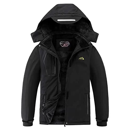 COOKFIP Kid's Ski Jacket Waterproof Boy's and Girl's Warm Fleece Winter Jacket Windproof Hooded Snow Coat - 1