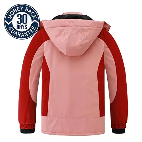 COOKFIP Kid's Ski Jacket Waterproof Boy's and Girl's Warm Fleece Winter Jacket Windproof Hooded Snow Coat - 2