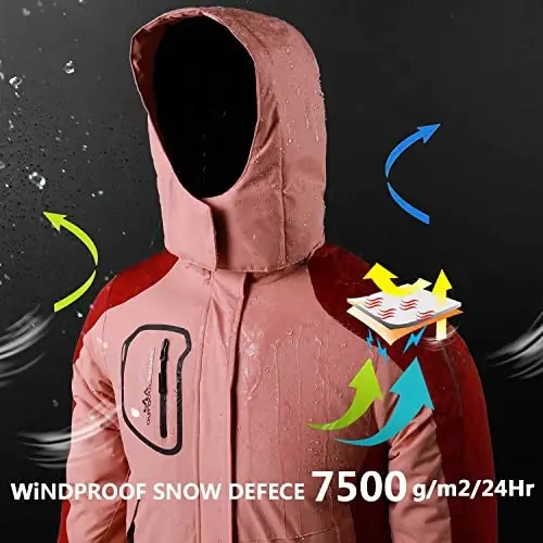 COOKFIP Kid's Ski Jacket Waterproof Boy's and Girl's Warm Fleece Winter Jacket Windproof Hooded Snow Coat - 4