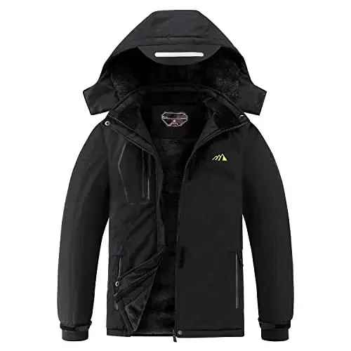 COOKFIP Kid's Ski Jacket Waterproof Boy's and Girl's Warm Fleece Winter Jacket Windproof Hooded Snow Coat - 1