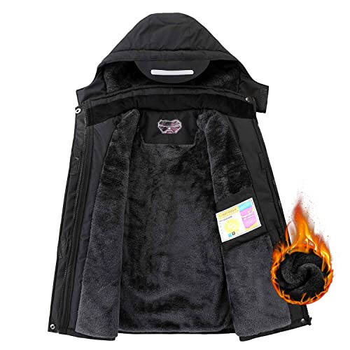 COOKFIP Kids' Ski Jacket Waterproof Boy's and Girl's Warm Fleece Winter Jacket Windproof Hooded Snow Coat - 2