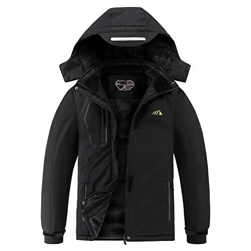 COOKFIP Kid's Ski Jacket Waterproof Boy's and Girl's Warm Fleece Winter Jacket Windproof Hooded Snow Coat - 1