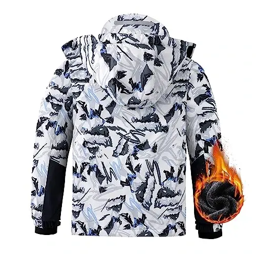 COOKFIP Kid's Ski Jacket Waterproof Boy's and Girl's Warm Fleece Winter Jacket Windproof Hooded Snow Coat - 4