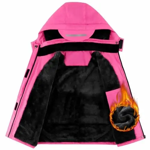 COOKFIP Kid's Ski Jacket Waterproof Boy's and Girl's Warm Fleece Winter Jacket Windproof Hooded Snow Coat - COOKFIP (1)