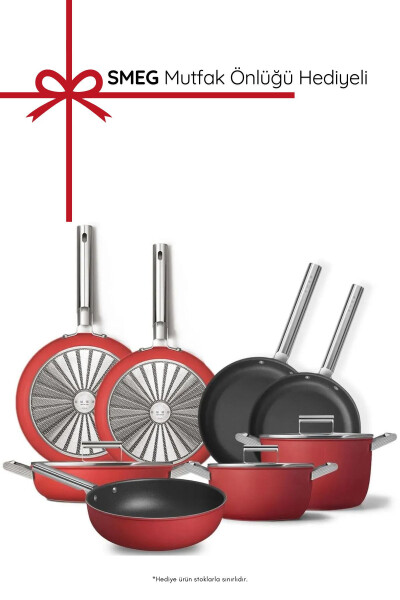 Cookware 50's Style Exclusive Red 8 Piece Pot & Pan Set - 1