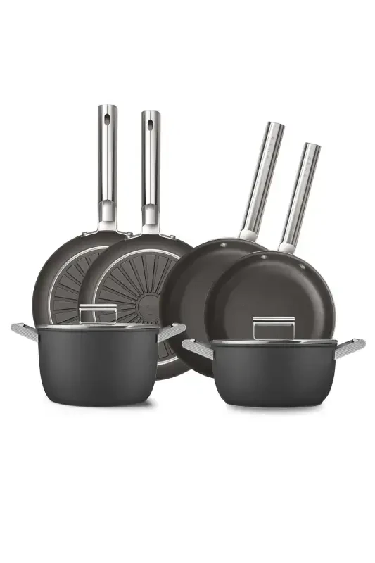 Cookware 50's Style Grande Black 6 Piece Pot & Pan Set - 1