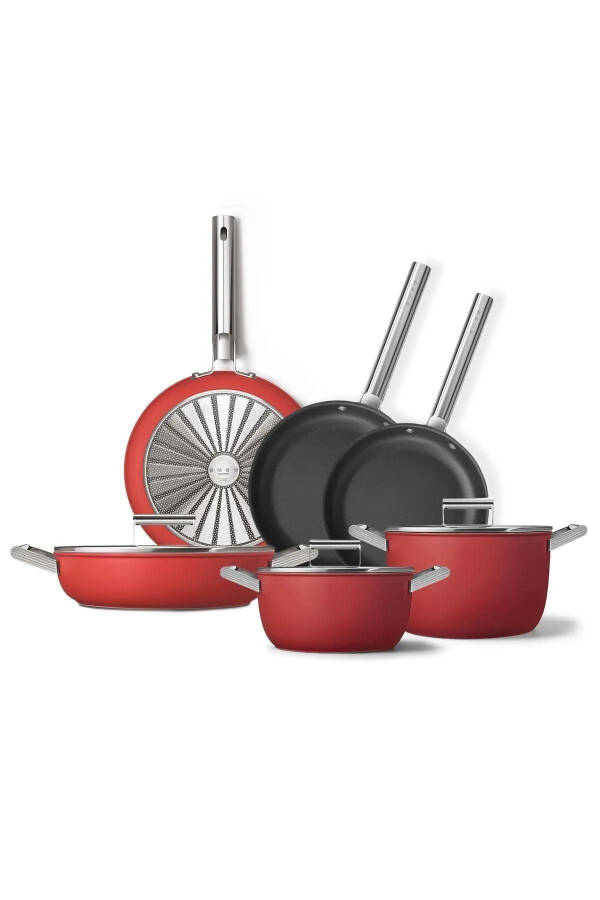 Cookware 50's Style Grande Red 6 Piece Pot & Pan Set - 9