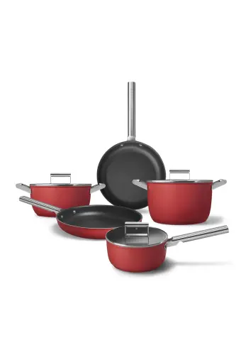Cookware 50's Style Prima Plus 5'li Kırmızı Tencere&tava Seti-Kırmızı - 1