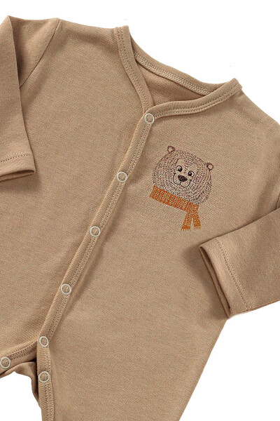 Cool Bear Unisex 3 Parça Hastane Çıkışı Takımı Organik Pamuk Yenidoğan Mini Set-Toprak - 14