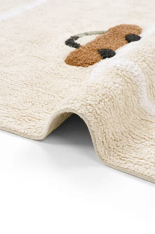 Cool Cotton Araba Yolu Krem Bebek Halısı Makinede Yıkanabilir Kaymaz Taban Yumuşak Doku Çocuk Halısı - Renkli 8 - 6