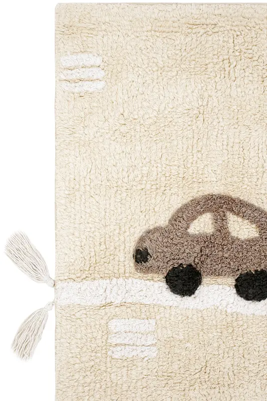 Cool Cotton Araba Yolu Krem Bebek Halısı Makinede Yıkanabilir Kaymaz Taban Yumuşak Doku Çocuk Halısı-Renkli 8 - 4