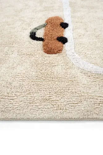 Cool Cotton Araba Yolu Krem Bebek Halısı Makinede Yıkanabilir Kaymaz Taban Yumuşak Doku Çocuk Halısı-Renkli 8 - 7