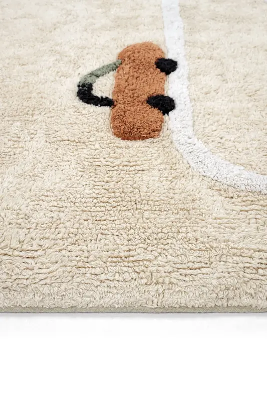 Cool Cotton Araba Yolu Krem Bebek Halısı Makinede Yıkanabilir Kaymaz Taban Yumuşak Doku Çocuk Halısı-Renkli 8 - 7