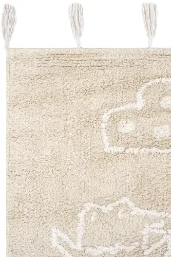 Cool Cotton Beige Baby Rug Machine Washable Non-Slip Base Soft Touch Cotton Kids Rug-Beige 1 - 3