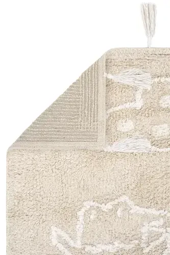 Cool Cotton Beige Baby Rug Machine Washable Non-Slip Base Soft Touch Cotton Kids Rug-Beige 1 - 4