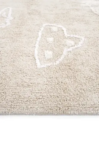 Cool Cotton Bej Bebek Halısı Makinede Yıkanabilir Kaymaz Taban Yumuşak Dokulu Pamuk Çocuk Halısı - Bej 1 - 6
