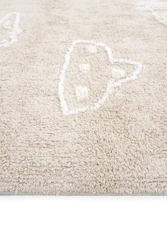 Cool Cotton Bej Bebek Halısı Makinede Yıkanabilir Kaymaz Taban Yumuşak Dokulu Pamuk Çocuk Halısı - Bej 1 - 6