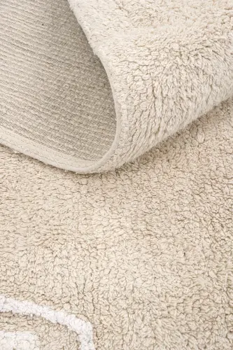 Cool Cotton Bej Bebek Halısı Makinede Yıkanabilir Kaymaz Taban Yumuşak Dokulu Pamuk Çocuk Halısı - Bej 1 - 7