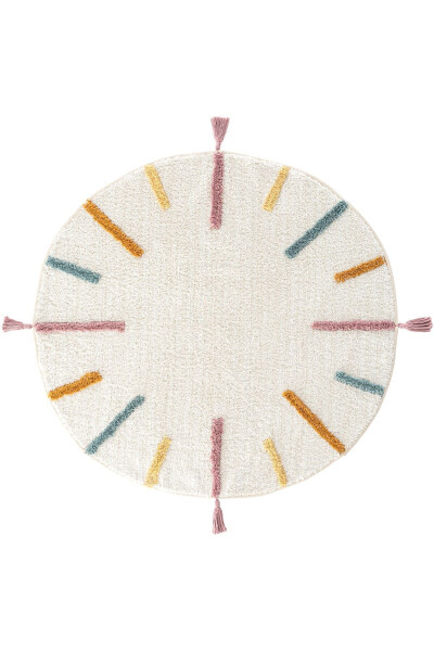 Cool Cotton CCN 03 Multi Washable Non-Slip Base Natural Cotton Woven Round Baby Rug - 17