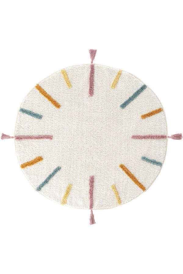 Cool Cotton CCN 03 Multi Washable Non-Slip Base Natural Cotton Woven Round Baby Rug - 5