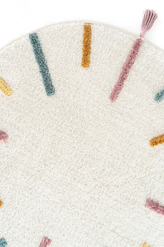 Cool Cotton CCN 03 Multi Washable Non-Slip Base Natural Cotton Woven Round Baby Rug - 3