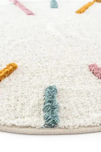 Cool Cotton CCN 03 Multi Washable Non-Slip Base Natural Cotton Woven Round Baby Rug - 5