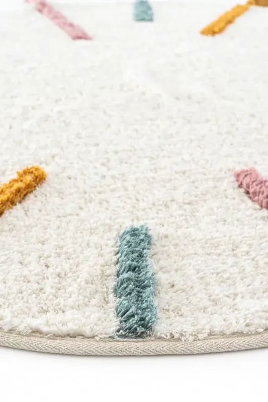 Cool Cotton CCN 03 Multi Washable Non-Slip Base Natural Cotton Woven Round Baby Rug - 5