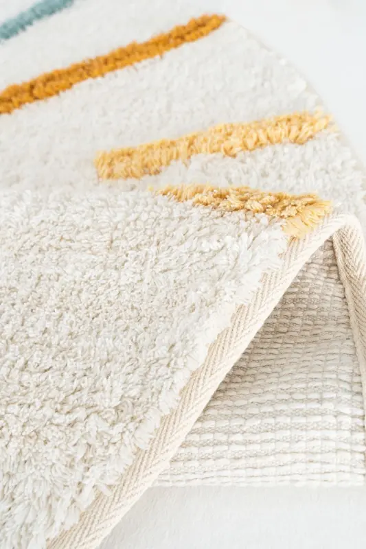 Cool Cotton CCN 03 Multi Washable Non-Slip Base Natural Cotton Woven Round Baby Rug - 7
