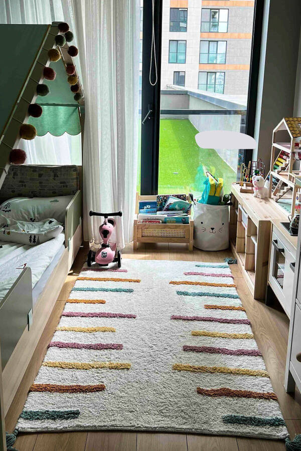 Cool Cotton Ccn 03 Multy Xw Machine Washable Non-Slip Natural Cotton Woven Baby Rug - 1