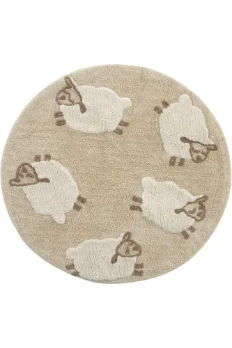 Cool Cotton Ccn 11 Multy Washable Non-Slip Base Natural Cotton Woven Round Baby Carpet-Colorful 5 