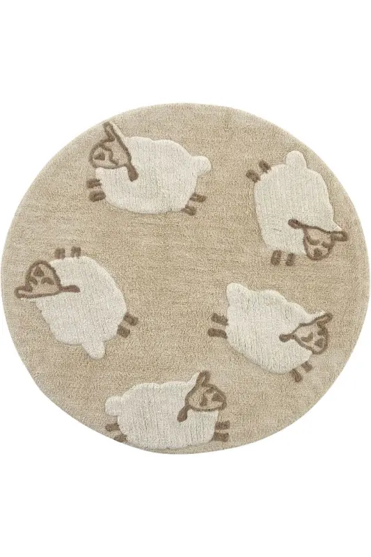 Cool Cotton Ccn 11 Multy Washable Non-Slip Base Natural Cotton Woven Round Baby Carpet-Colorful 5 - COOL HALI