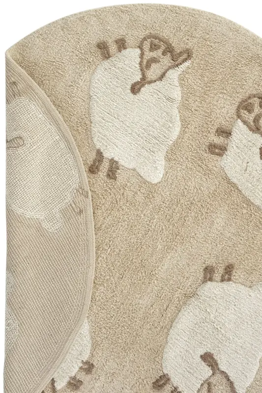 Cool Cotton Ccn 11 Multy Washable Non-Slip Base Natural Cotton Woven Round Baby Carpet-Colorful 5 - 4
