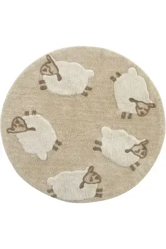 Cool Cotton Ccn 11 Multy Yuviladigan Sirpanmaydigan Taglikli Tabiiy Paxta To'quv Dumaloq Chaqaloq Gilami-Rangli 5 - 1