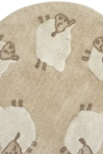 Cool Cotton Ccn 11 Multy Yuviladigan Sirpanmaydigan Taglikli Tabiiy Paxta To'quv Dumaloq Chaqaloq Gilami-Rangli 5 - 3