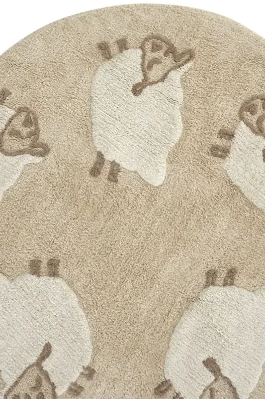 Cool Cotton Ccn 11 Multy Yuviladigan Sirpanmaydigan Taglikli Tabiiy Paxta To'quv Dumaloq Chaqaloq Gilami-Rangli 5 - 3