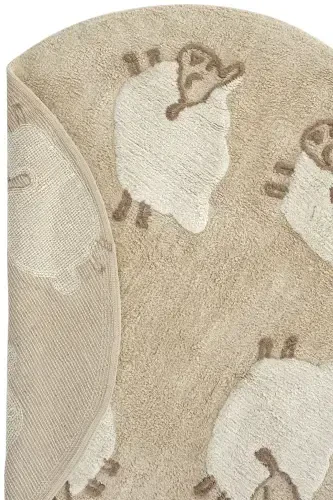 Cool Cotton Ccn 11 Multy Yuviladigan Sirpanmaydigan Taglikli Tabiiy Paxta To'quv Dumaloq Chaqaloq Gilami-Rangli 5 - 4