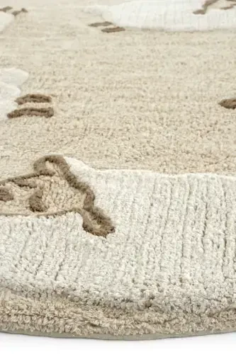 Cool Cotton Ccn 11 Multy Yuviladigan Sirpanmaydigan Taglikli Tabiiy Paxta To'quv Dumaloq Chaqaloq Gilami-Rangli 5 - 5