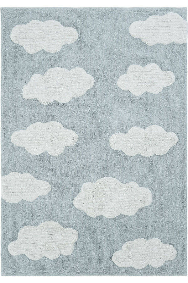 Cool Cotton Ccn 14 Multi Machine Washable Non-Slip Cotton Woven Cloud Pattern Baby Rug - 8