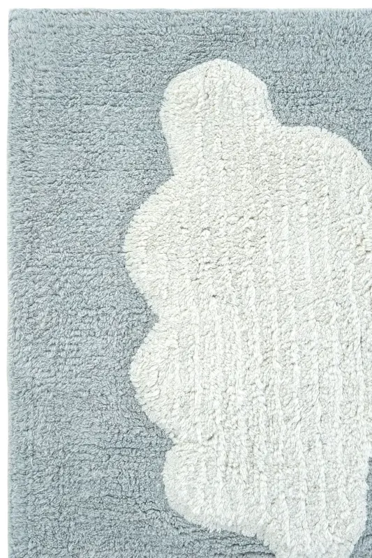 Cool Cotton Ccn 14 Multy Makinede Yıkanabilir Kaymaz Tabanlı Pamuk Dokuma Bulut Desenli Bebek Halısı - Mavi 3 - 3