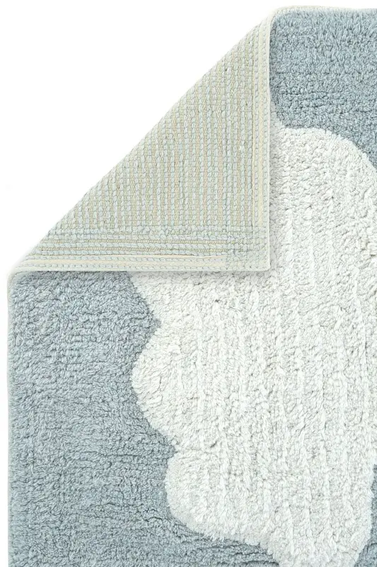 Cool Cotton Ccn 14 Multy Makinede Yıkanabilir Kaymaz Tabanlı Pamuk Dokuma Bulut Desenli Bebek Halısı - Mavi 3 - 4