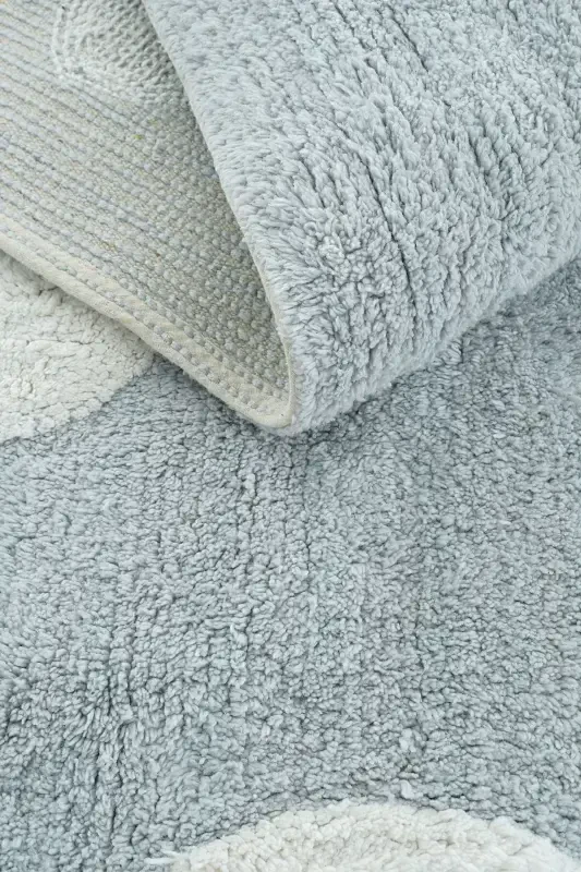 Cool Cotton Ccn 14 Multy Mashinada Yuviladigan Sirpanmaydigan Taglikli Paxta To'quv Bulut Naqshli Chaqaloq Gilami-Moviy 3 - 7