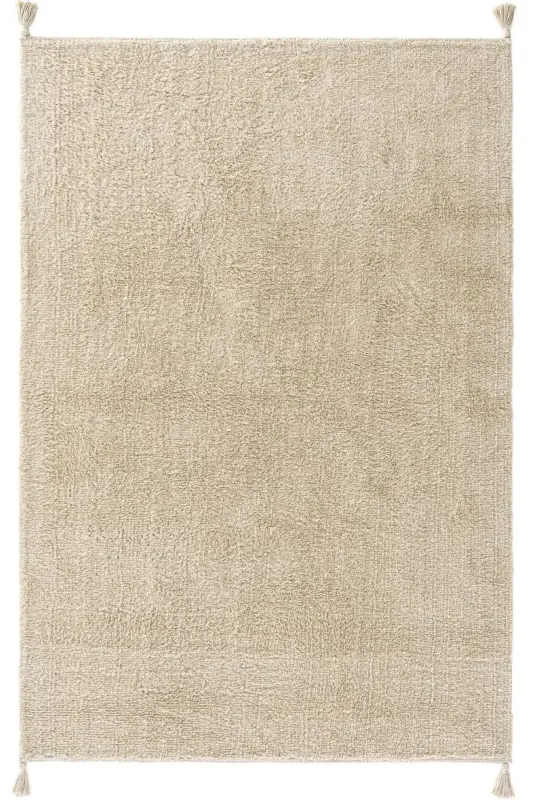 Cool Cotton Ccn Bej Makinede Yıkanabilir Kaymaz Tabanlı Naturel Pamuk Dokuma Bebek Halısı - Bej - COOL HALI