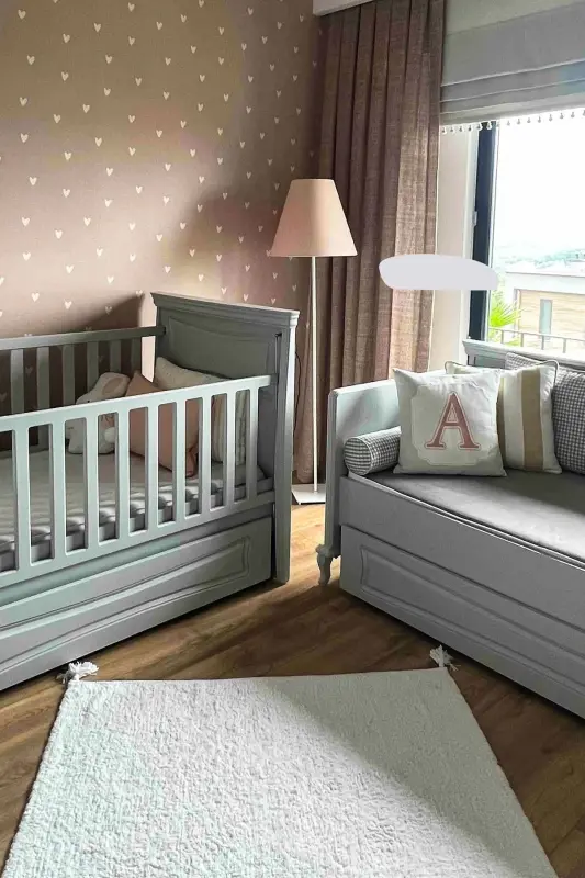 Cool Cotton Ccn Beyaz Makinede Yıkanabilir Kaymaz Tabanlı Naturel Pamuk Dokuma Bebek Halısı - Beyaz - 5