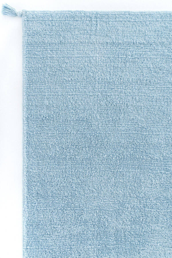 Cool Cotton Ccn Blue Machine Washable Non-Slip Natural Cotton Woven Baby Rug - 10